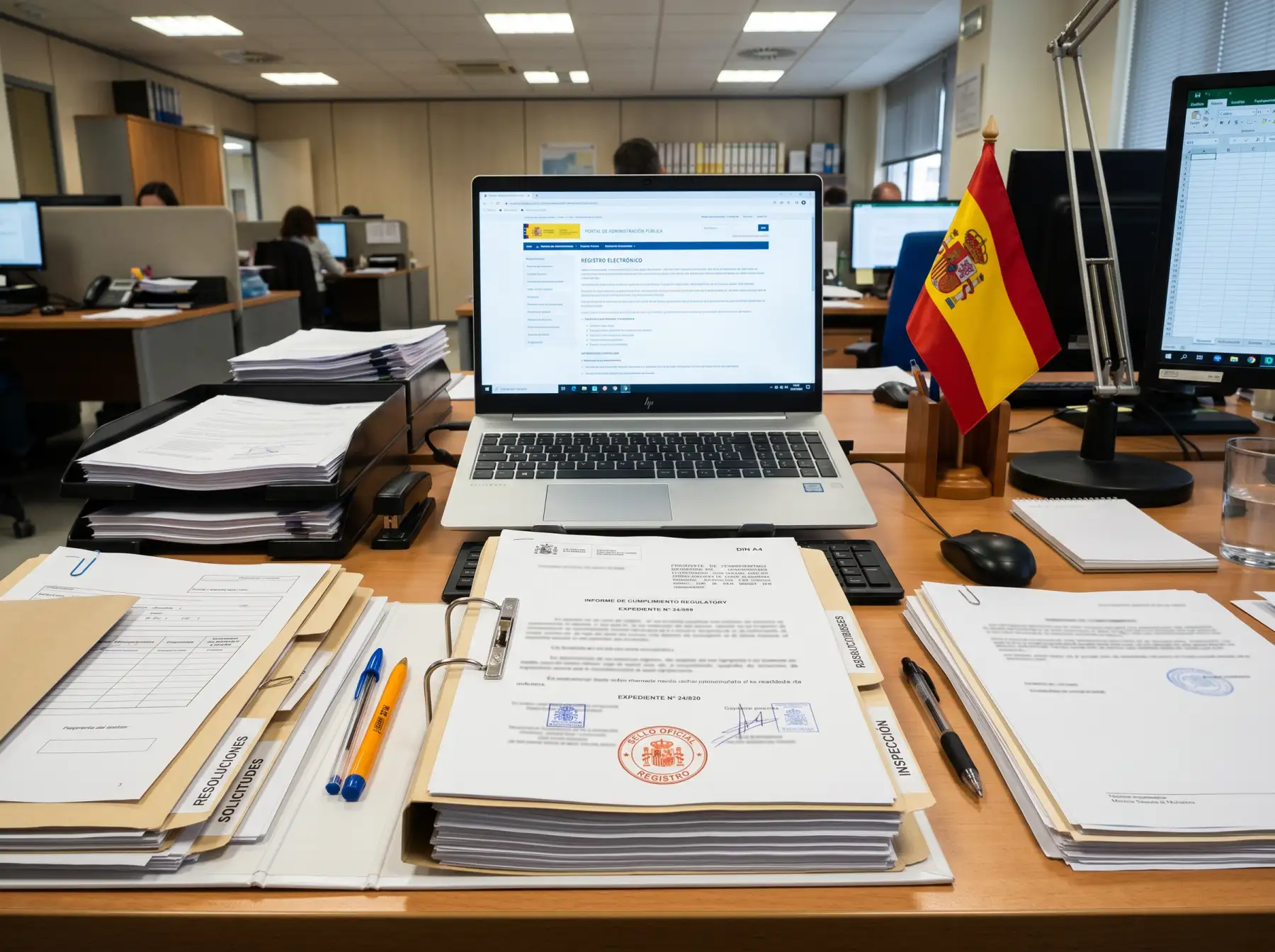Oficina de regulación con documentos de licencia DGOJ para apuestas de eSports en España
